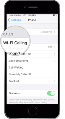 WiFi Call u mobile iphone setting