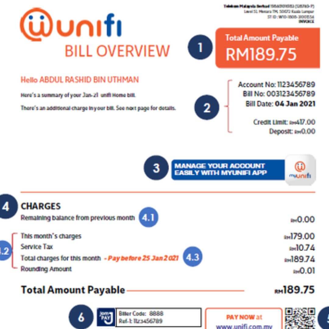 unifi fixed bill