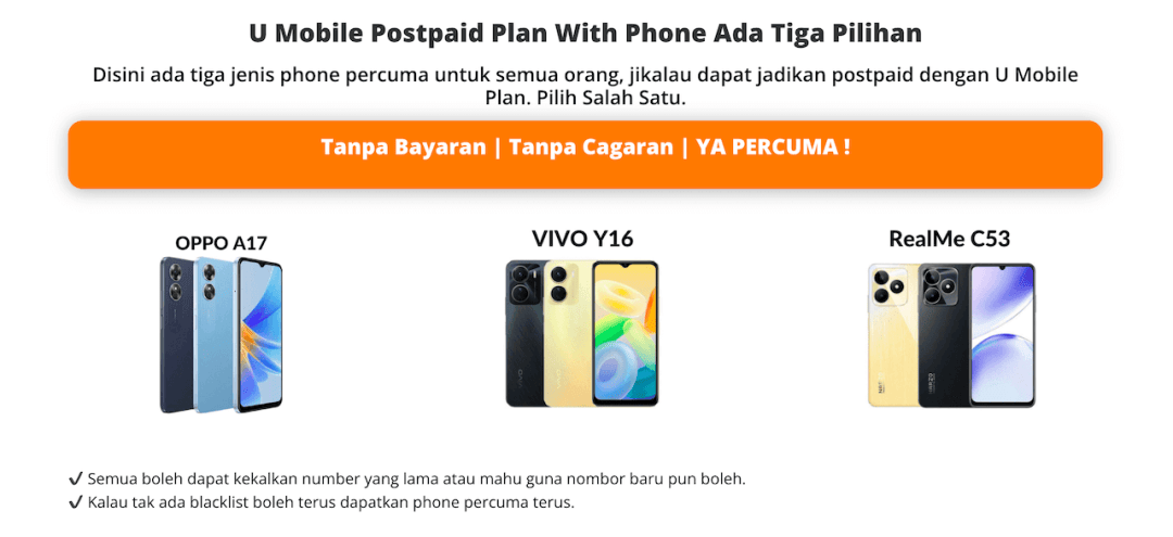 U Mobile free phone plan